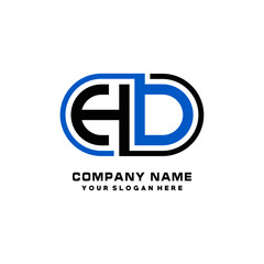 HD initial letters looping linked oval elegant logo blue, black