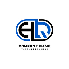 HQ initial letters looping linked oval elegant logo blue, black