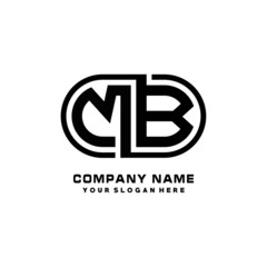 MB initial letters looping linked oval elegant logo blue, black