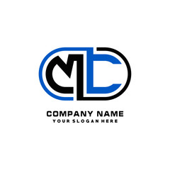 MC initial letters looping linked oval elegant logo blue, black