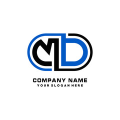 MO initial letters looping linked oval elegant logo blue, black