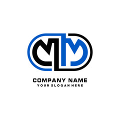 MM initial letters looping linked oval elegant logo blue, black