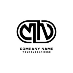 MN initial letters looping linked oval elegant logo blue, black