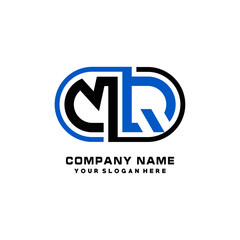 MQ initial letters looping linked oval elegant logo blue, black