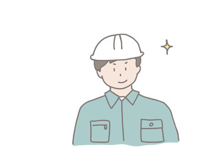 ヘルメットを被った男性　キラリ