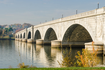 Memorial Bridge in autumn foliage - Washington D.C. United States of America