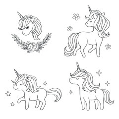 Unicorn's various poses - lines