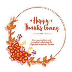 Template of thanksgiving, with decoration of abstract autumn leaf flower frame. Vector