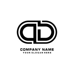 OD initial letters looping linked oval elegant logo blue, black