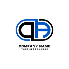 OA initial letters looping linked oval elegant logo blue, black