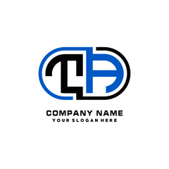 TA initial letters looping linked oval elegant logo blue, black