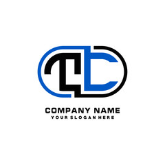 TC initial letters looping linked oval elegant logo blue, black