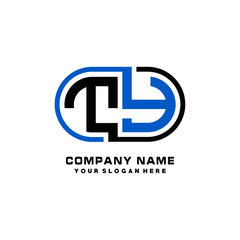 TY initial letters looping linked oval elegant logo blue, black