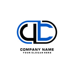 UC initial letters looping linked oval elegant logo blue, black