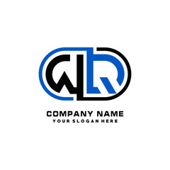 WQ initial letters looping linked oval elegant logo blue, black