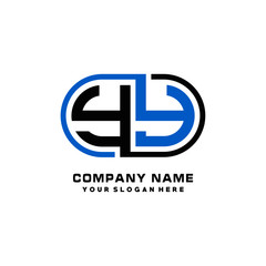YY initial letters looping linked oval elegant logo blue, black