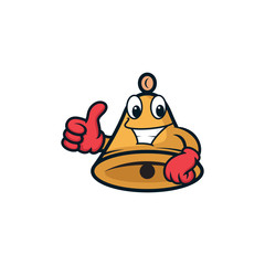 cute bell thumb up cartoon mascot illustration