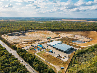 City dump. Aerial view of urban solid waste landfill