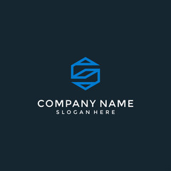 Naklejka premium S hexagon letter logo design vector icon illustration