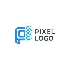 P letter pixel logo design