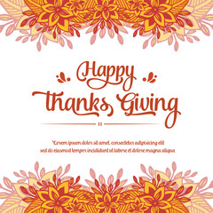 Template for poster thanksgiving, with drawing of autumn leaf flower frame. Vector