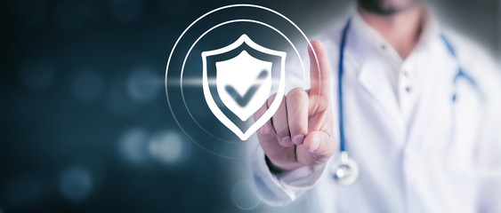 doctor clicks antivirus icon on screen