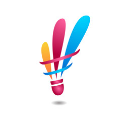 Colorful badminton shuttlecock creative logo symbol