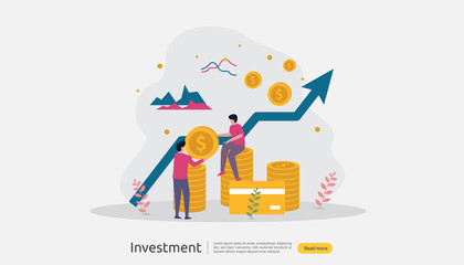 Fototapeta na wymiar Business investment concept. Returns on investment graphic chart. Financial growth rising up to success. web landing page template, banner, presentation, social, and print media. Vector illustration