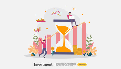 Business investment concept. Returns on investment graphic chart. Financial growth rising up to success. web landing page template, banner, presentation, social, and print media. Vector illustration