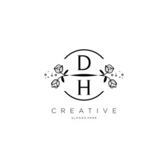 Fototapeta na wymiar Flower DH Letter Logo Template Vector