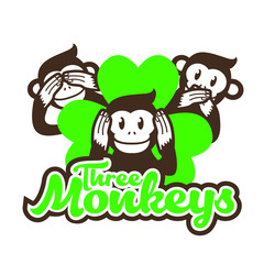 the tree monkeys logo design template vector