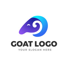 Modern Simple Unique Goat Head Logo Icon Symbol Design