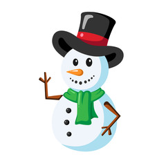 Christmas Snowman Cartoon Character Icon Design