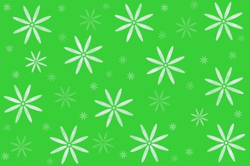 Hand drawing. White flowers on light green background. Can be use for fabric, print, paper, wrapping, pillowcase.