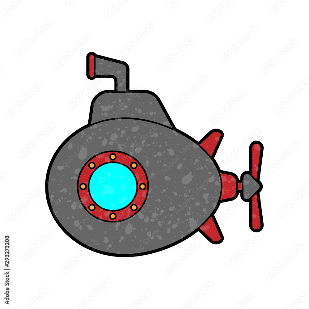 Aufkleber submarine design vector with texture. retro style color