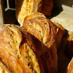 french sourdough bread sold in bakery	