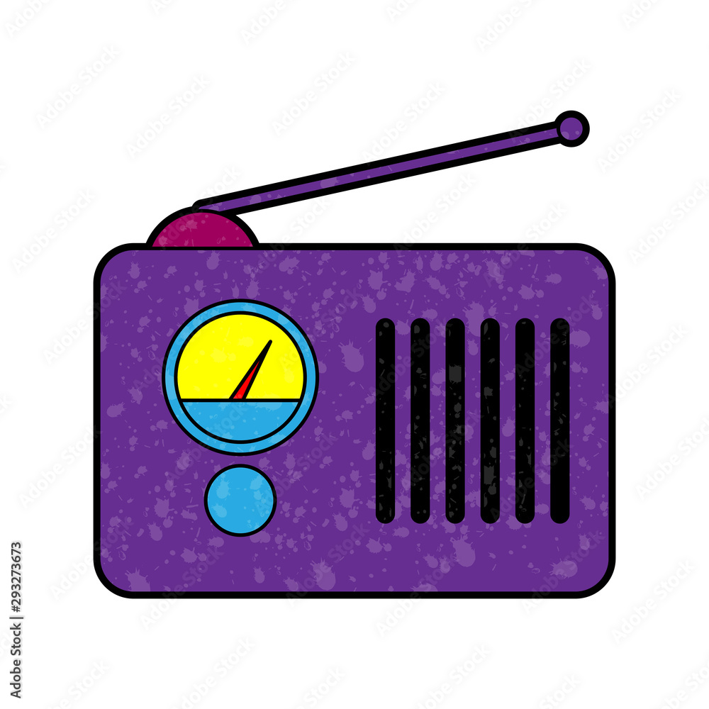 Poster radio design vector with texture. retro style color