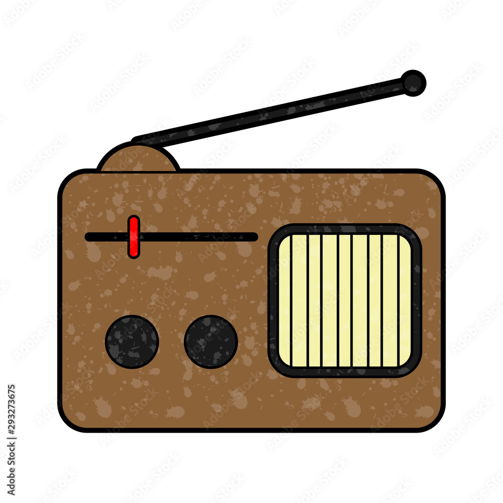 Poster radio design vector with texture. retro style color