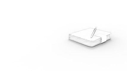 3d rendering of a notebook isolated in white background