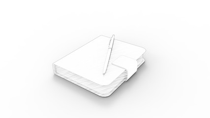 3d rendering of a notebook isolated in white background