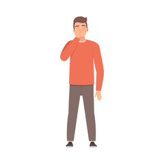 Young guy is disappointed. Vector illustration in cartoon style.
