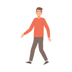 Young guy is satisfied. Vector illustration in cartoon style.