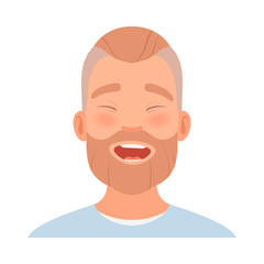 Man with a beard is laughing. Vector illustration.