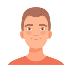 Friendly smile on the face of a guy. Vector illustration.