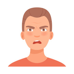 Young guy is angry. Vector illustration in cartoon style.