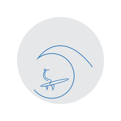 the simple logo of surfing sport and big wave