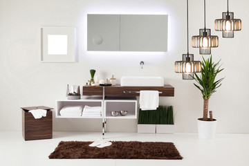 white wall clean bathroom style and interior decorative design for home, hotel and office