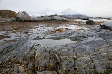 Tidal pool reflections and mountains