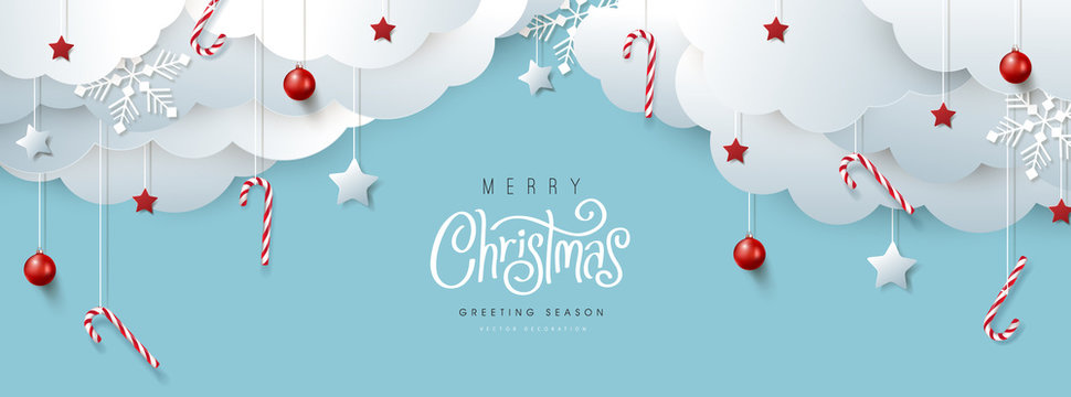 Merry Christmas banner or party invitation background .Merry Christmas vector text Calligraphic Lettering Vector illustration.