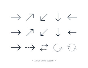 Set of Arrow icon. Conllection of different arrows sign. Black vector arrows. Isolated.